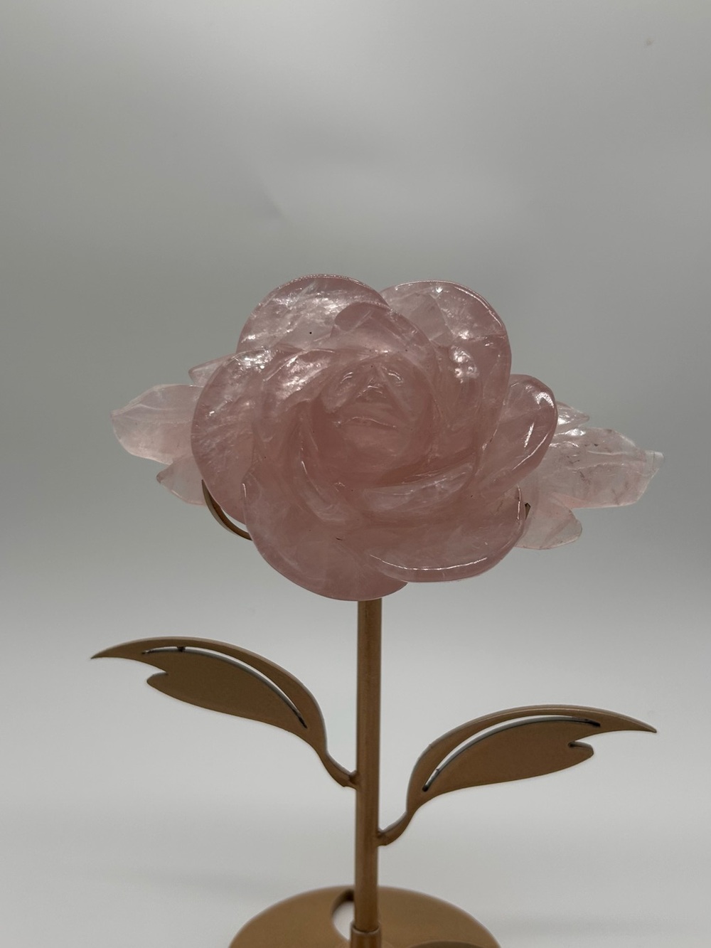 Pink Rose Quartz hand carved Rose. The rose that lasts forever.
